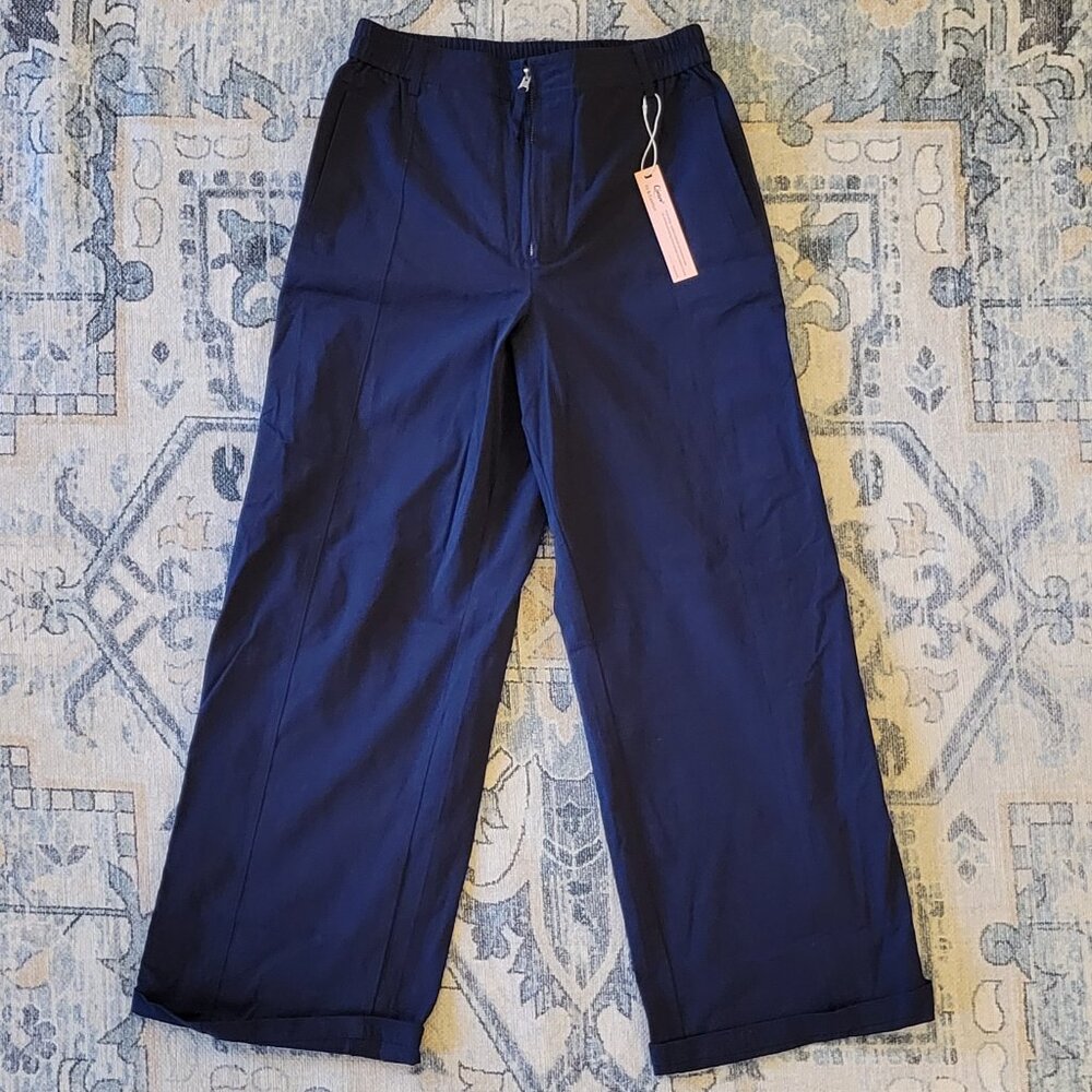 NWT Qinsen Wide-Leg Pants I Size Large I Dark Blue I Flowy & Trendy